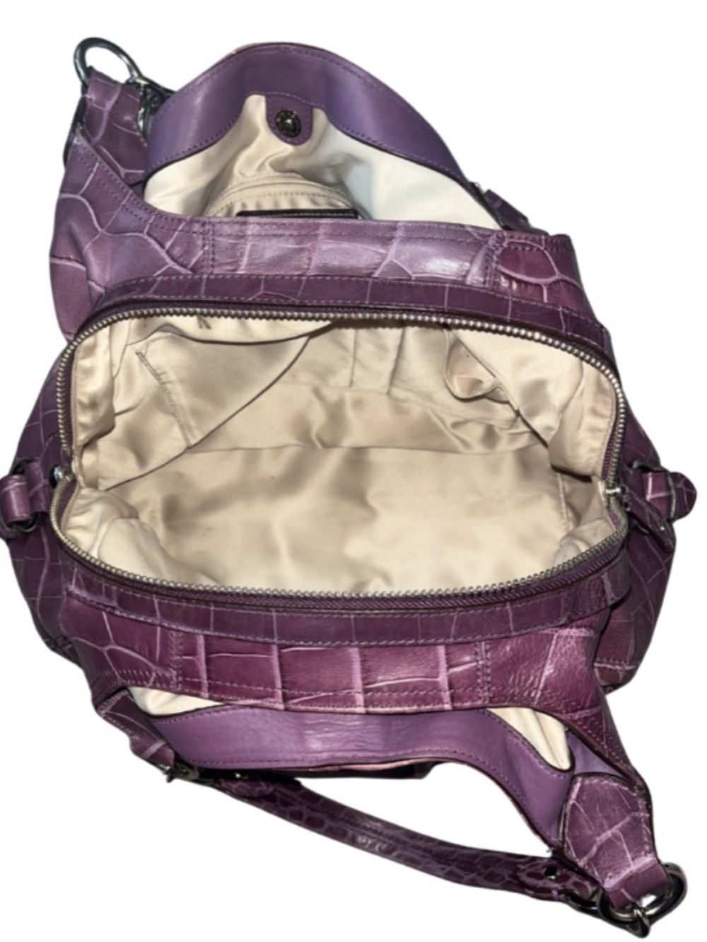 COACH Madison Maggie Exotic
Croc Embossed Leather Shoulder Bag Purple - Picture 13 of 14